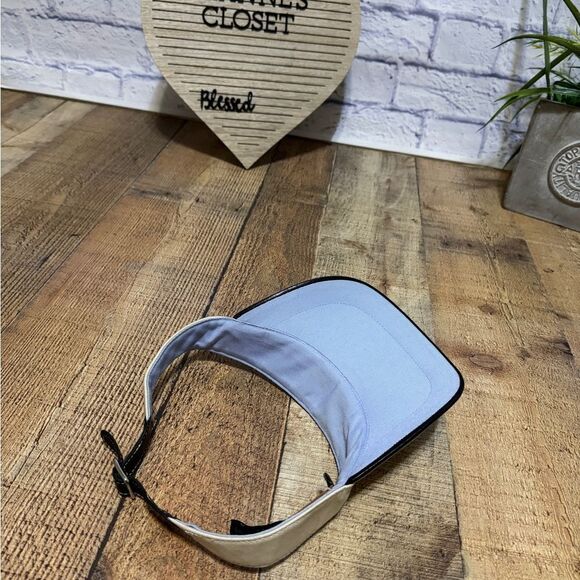 Coach Tan Unisex Tan Khaki Visor S Black Leather Strap Back Golf Beach Rare! - Picture 8 of 10